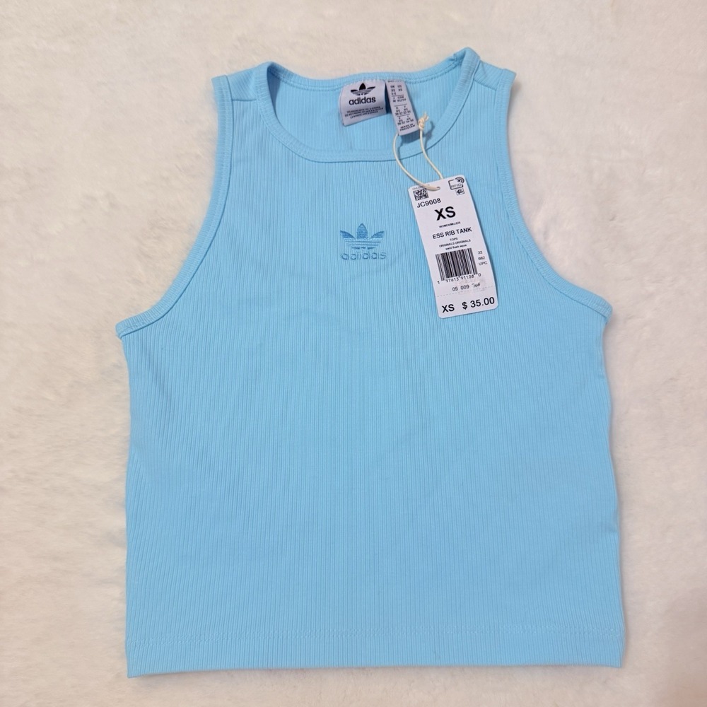 NEW Adidas Originals Adicolor $35 Essentials Rib Tank Top Aqua Women XS - Picture 6 of 6